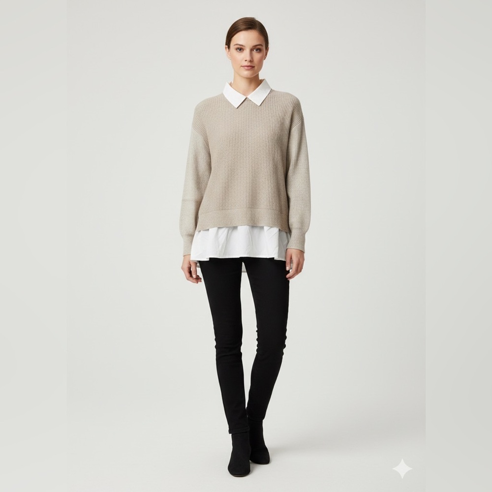Sioni Women's Cream Crew Neck Sweater
